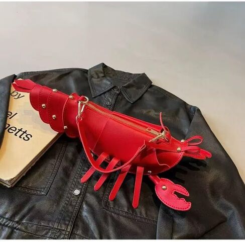 Cute 3D Lobster Shoulder Bag Crossbody Bag, Novelty Purse, Unique Animals Shaped Handbag for Women in Saudi Arabia