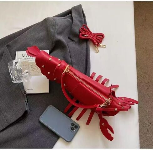 Cute 3D Lobster Shoulder Bag Crossbody Bag, Novelty Purse, Unique Animals Shaped Handbag for Women in Saudi Arabia
