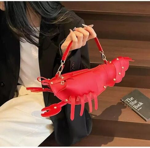 Cute 3D Lobster Shoulder Bag Crossbody Bag, Novelty Purse, Unique Animals Shaped Handbag for Women in Saudi Arabia