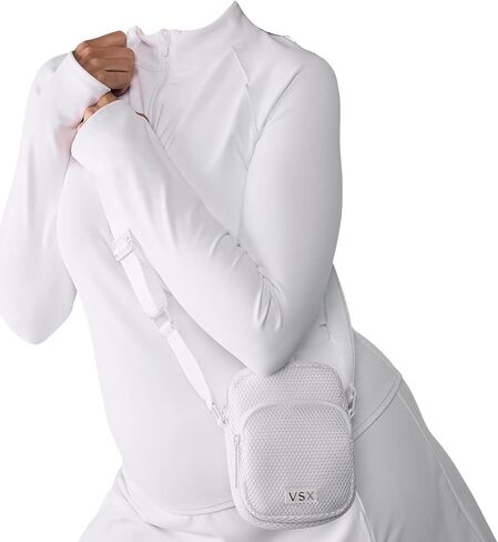 Victoria's Secret VSX Phone Sling Crossbody Bag White Lightweight Mesh Zip Pouch New in Saudi Arabia
