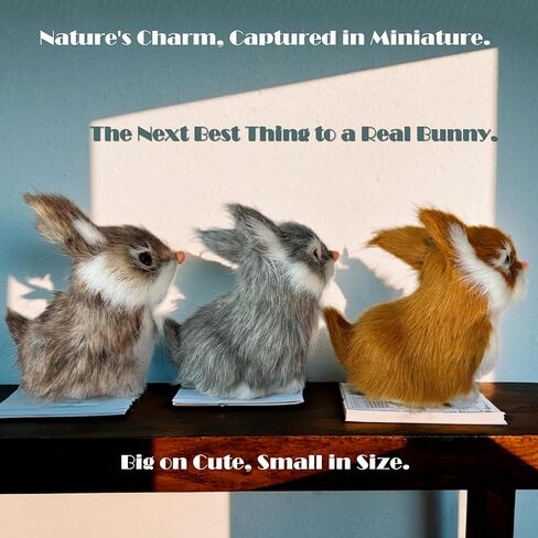 3 Realistic Mini Plush Bunnies - Lifelike Rabbit Figurines for Easter Decor, Spring Home Decoration, Dollhouse Props, Little Rabbits Ornaments in Kuwait