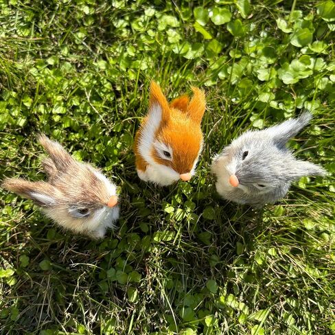3 Realistic Mini Plush Bunnies - Lifelike Rabbit Figurines for Easter Decor, Spring Home Decoration, Dollhouse Props, Little Rabbits Ornaments in Kuwait