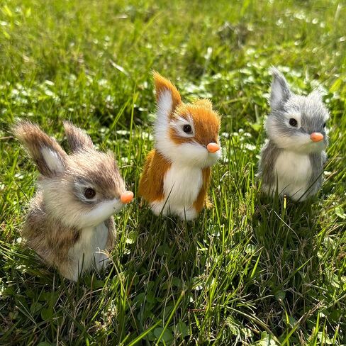 3 Realistic Mini Plush Bunnies - Lifelike Rabbit Figurines for Easter Decor, Spring Home Decoration, Dollhouse Props, Little Rabbits Ornaments in Kuwait