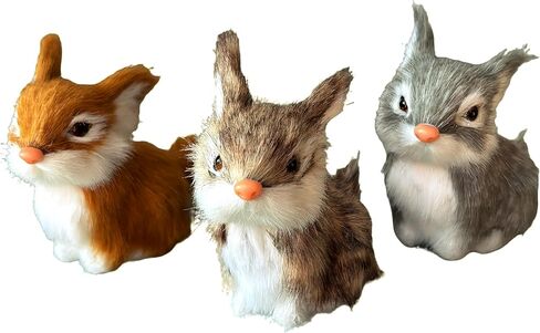 3 Realistic Mini Plush Bunnies - Lifelike Rabbit Figurines for Easter Decor, Spring Home Decoration, Dollhouse Props, Little Rabbits Ornaments in Kuwait