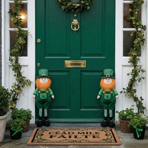 Capoda 2 Pack St. Patrick's Day Leprechaun with Stretchable Legs 15" to 20" Standing Leprechaun Figurine Long Leg Irish Plush Decorations for St. Patrick's Day Gift Office Kitchen Tabletop Home Decor in Saudi Arabia