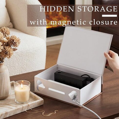 Maitys Book Shape Decorative Cable Management Box, Cable Cord Organizer Hider Box with Magnetic Closure, Decorative Faux Books for Home Office Decor Photo Storage (Sunlight,Light Brown) in Saudi Arabia