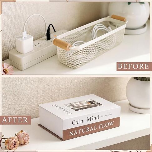 Maitys Book Shape Decorative Cable Management Box, Cable Cord Organizer Hider Box with Magnetic Closure, Decorative Faux Books for Home Office Decor Photo Storage (Sunlight,Light Brown) in Saudi Arabia
