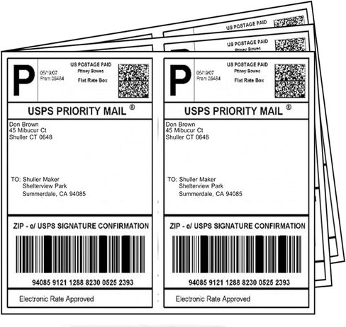 ملصقات شحن ذاتية اللصق نصف ورقة من LabelMore مقاس 8.5 بوصة × 5.5 بوصة لطابعات الليزر وطابعات الحبر - زاوية مستديرة - 1000 ملصق - ملصقات شحن 2 لكل ورقة in Kuwait