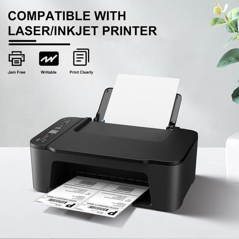 ملصقات شحن ذاتية اللصق نصف ورقة من LabelMore مقاس 8.5 بوصة × 5.5 بوصة لطابعات الليزر وطابعات الحبر - زاوية مستديرة - 1000 ملصق - ملصقات شحن 2 لكل ورقة in Kuwait