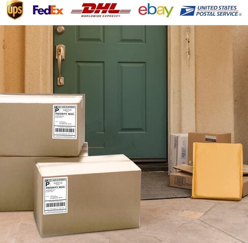 ملصقات شحن ذاتية اللصق نصف ورقة من LabelMore مقاس 8.5 بوصة × 5.5 بوصة لطابعات الليزر وطابعات الحبر - زاوية مستديرة - 1000 ملصق - ملصقات شحن 2 لكل ورقة in Kuwait