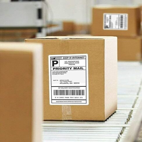 ملصقات شحن ذاتية اللصق نصف ورقة من LabelMore مقاس 8.5 بوصة × 5.5 بوصة لطابعات الليزر وطابعات الحبر - زاوية مستديرة - 1000 ملصق - ملصقات شحن 2 لكل ورقة in Kuwait