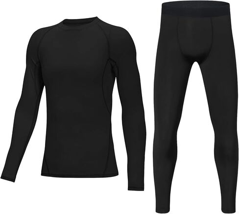 Youth Boys' Compression Leggings Athletic Shirt Tights Top Base Layer Set Sports Youth for Kids in Kuwait