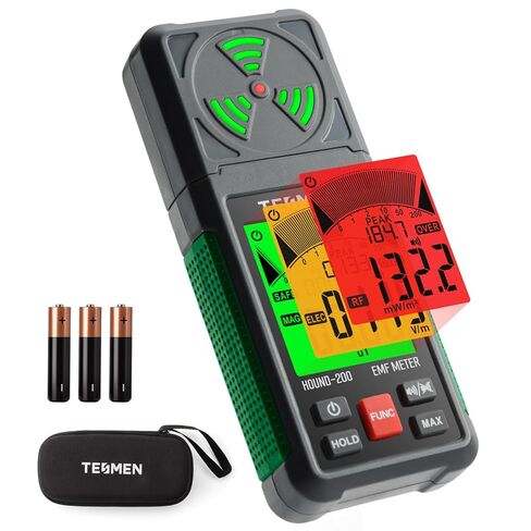 EMF Meter, Hound-200 EMF Detector: 3-in-1 Portable Electromagnetic Field Radiation Detector for EF, RF, MF, WiFi Signal, Suitable for Home, Office EMF Inspections and Ghost Hunting - Green in Kuwait