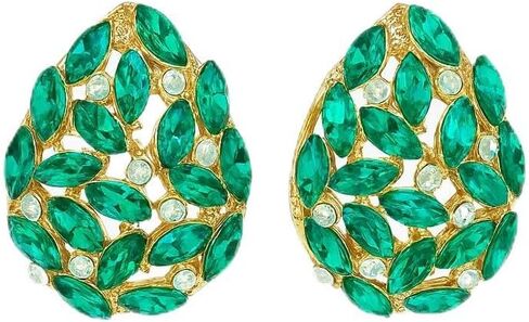 Gold Plated Teardrop Clip On Earrings for Women – Shiny Rhinestone Chunky Cubic Zirconia Dangle Drop Earrings, Hypoallergenic Non-Pierced Jewelry for Wedding, Party, Prom, Gifts in Saudi Arabia