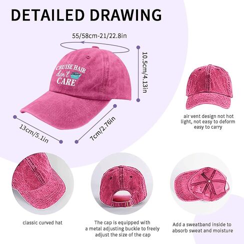 Cruise Hair Don’t Care Hats for Womens Stylish Washed Distressed Baseball Cap in Saudi Arabia