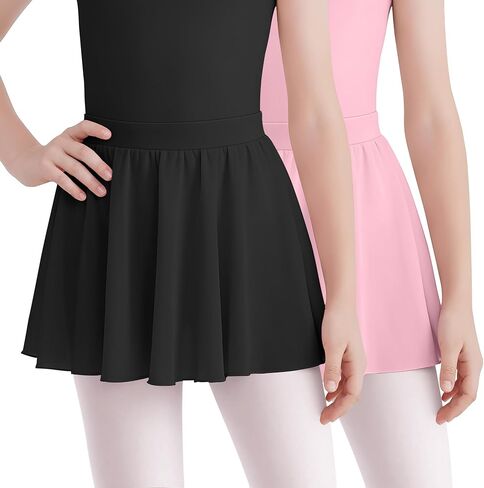 2 Pack Girl's Ballet Skirts Toddler Chiffon Wrap Mini Dance Skirts Kids Pull on Dance Clothing for Ballerina Yoga in Saudi Arabia