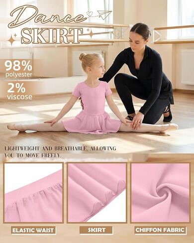 2 Pack Girl's Ballet Skirts Toddler Chiffon Wrap Mini Dance Skirts Kids Pull on Dance Clothing for Ballerina Yoga in Saudi Arabia