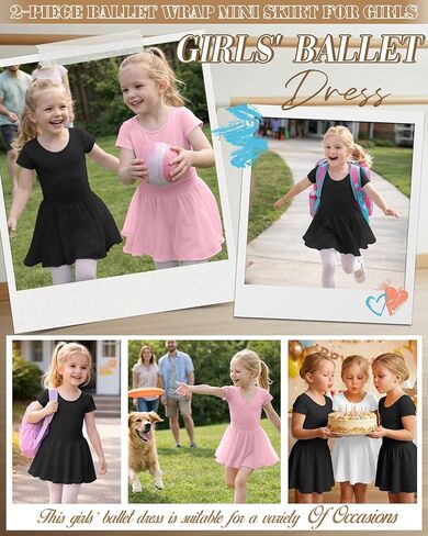 2 Pack Girl's Ballet Skirts Toddler Chiffon Wrap Mini Dance Skirts Kids Pull on Dance Clothing for Ballerina Yoga in Saudi Arabia