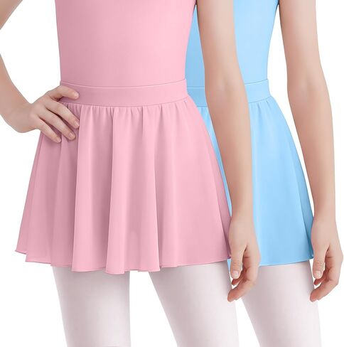 2 Pack Girl's Ballet Skirts Toddler Chiffon Wrap Mini Dance Skirts Kids Pull on Dance Clothing for Ballerina Yoga in Saudi Arabia