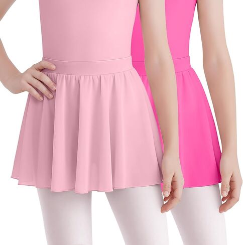 2 Pack Girl's Ballet Skirts Toddler Chiffon Wrap Mini Dance Skirts Kids Pull on Dance Clothing for Ballerina Yoga in Saudi Arabia