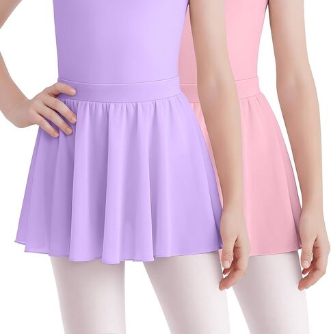 2 Pack Girl's Ballet Skirts Toddler Chiffon Wrap Mini Dance Skirts Kids Pull on Dance Clothing for Ballerina Yoga in Saudi Arabia