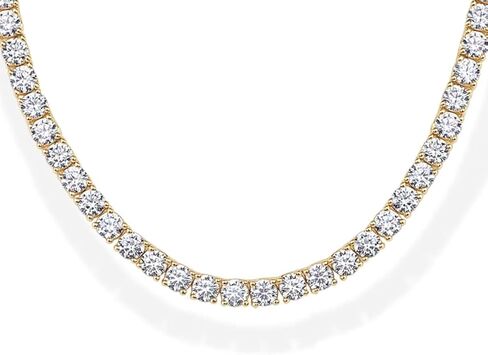 PAVOI Rhodium Plated 3mm Simulated Diamond Tennis Necklace – Chunky Long Necklace for Women – Size 15" in Kuwait