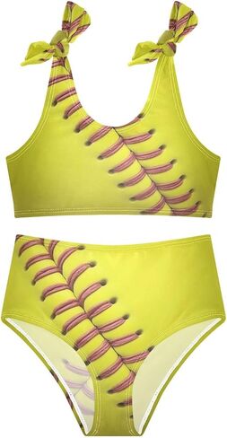 المقربة الصفراء الأربطة اللينة البيسبول الفتيات Tankini المايوه الاطفال بيكيني مجموعات 2 قطعة ثوب السباحة ل 11-12T in Kuwait