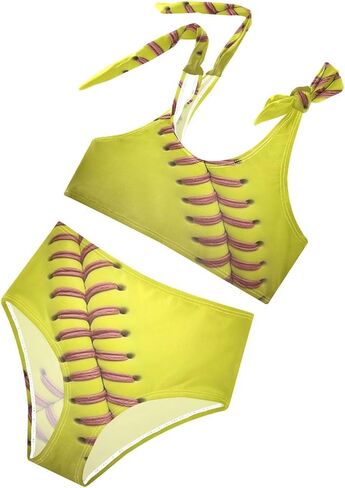 المقربة الصفراء الأربطة اللينة البيسبول الفتيات Tankini المايوه الاطفال بيكيني مجموعات 2 قطعة ثوب السباحة ل 11-12T in Kuwait