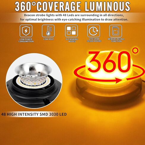 أضواء LED تحذير فلاش منارة لجرار شاحنة مركبة (العنبر، 2PCS) in Saudi Arabia