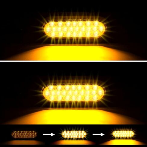 6PCS 6 inch Oval led Amber Strobe 24 LED Trailer Tail Lights Amber Strobe Stop Turn Tail Truck Light Brake Lights with Rubber Grommet 3-Prong Wire Pigtails in Kuwait