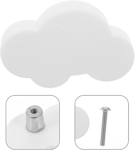 Mobestech 6pcs White Fluffy Soft Rubber Cabinet Knobs Dresser Drawer Handles Cartoon Door Pulls for ’ Room Nursery Decoration in Saudi Arabia