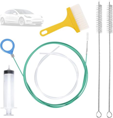 6pcs Car Auto Sunroof Drain Cleaning Tool Kit, Round Handle 5m/196.85in Long Soft Pipe Cleaner Brush Unclogger with Syringe & Hose for Car Wiper Sun Roof Trunk Drains Hole in Saudi Arabia