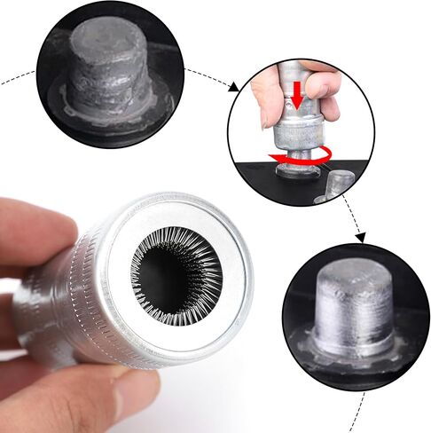 2PCS Car Battery Terminal Cleaning Brush, Metal Vehicle Battery Post Cleaner Bristle Tool, Derusting Auto Battery Washer Brush Accessories, Universal for SUV, Truck, RV, Boat (2PCS) in Kuwait