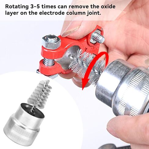 2PCS Car Battery Terminal Cleaning Brush, Metal Vehicle Battery Post Cleaner Bristle Tool, Derusting Auto Battery Washer Brush Accessories, Universal for SUV, Truck, RV, Boat (2PCS) in Kuwait