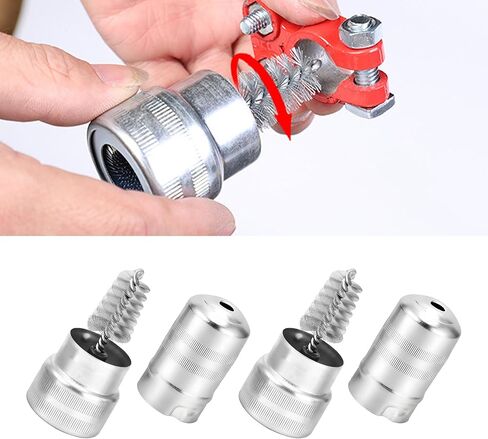 2PCS Car Battery Terminal Cleaning Brush, Metal Vehicle Battery Post Cleaner Bristle Tool, Derusting Auto Battery Washer Brush Accessories, Universal for SUV, Truck, RV, Boat (2PCS) in Kuwait