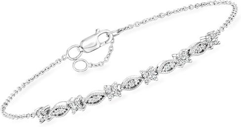 Pure Collection by Ross-Simons 0.20 ct. t.w. Diamond Multi-Shaped Station Bracelet in Sterling Silver in Saudi Arabia