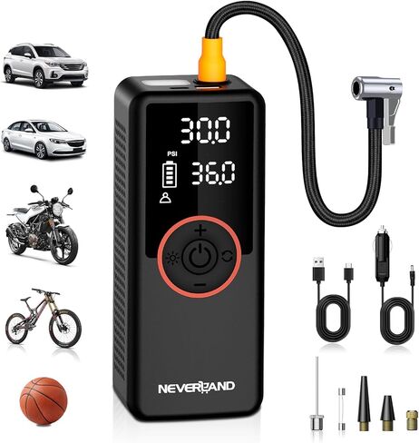 NEVERLAND Portable SUV Tire Inflator - 30000mAh 180PSI 150W High Power Air Compressor with Digital Gauge Dual Lighting, Tire Inflator for Truck Car UTV Motorcycle ATV RV Bike and Charging DC 12V in Saudi Arabia