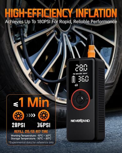NEVERLAND Portable SUV Tire Inflator - 30000mAh 180PSI 150W High Power Air Compressor with Digital Gauge Dual Lighting, Tire Inflator for Truck Car UTV Motorcycle ATV RV Bike and Charging DC 12V in Saudi Arabia