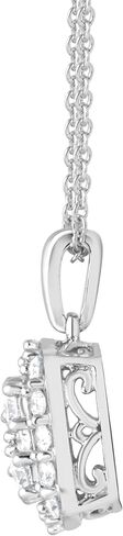 Belacqua 1 Carat Round Lab Grown Halo Diamond Pendant Necklace in Sterling Silver, Cushion Shape, 18 Inches Cable Chain, J-K Color, I1-I2 Clarity, Fine Jewelry for Women, Gift Box Included in Saudi Arabia