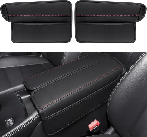 Center Console Armrest Cover for Nissan Rogue 2021-2026, Middle Console Pad Lid Cover Protector Elbow Arm Rest with Side Pockets, Rogue Interior Accessories, PU Leather (Black Stitches) in Kuwait
