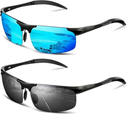 نظارات شمسية مستقطبة رياضية نصف إطار مقاس XXL للرجال، مقاومة للخدش/مياه البحر/عدسة كارهة للزيوت، هيكل Al-Mg متين in Kuwait