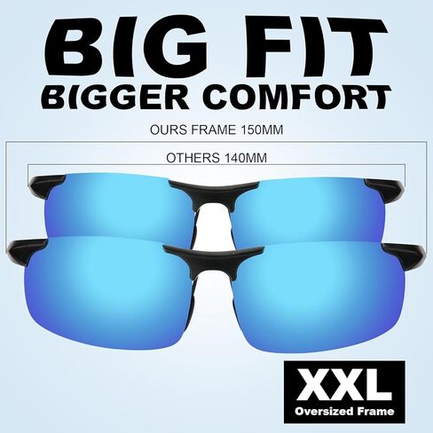 نظارات شمسية مستقطبة رياضية نصف إطار مقاس XXL للرجال، مقاومة للخدش/مياه البحر/عدسة كارهة للزيوت، هيكل Al-Mg متين in Kuwait