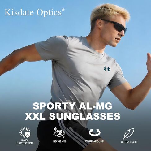 Sporty Semi-rimless XXL Polarized Sunglasses Men, Scratch/Seawater Proof/Oleophobic Lens, Rugged Al-Mg Temple in Saudi Arabia