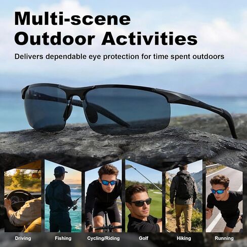 نظارات شمسية مستقطبة رياضية نصف إطار مقاس XXL للرجال، مقاومة للخدش/مياه البحر/عدسة كارهة للزيوت، هيكل Al-Mg متين in Kuwait