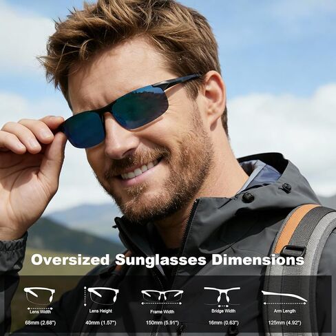 نظارات شمسية مستقطبة رياضية نصف إطار مقاس XXL للرجال، مقاومة للخدش/مياه البحر/عدسة كارهة للزيوت، هيكل Al-Mg متين in Kuwait