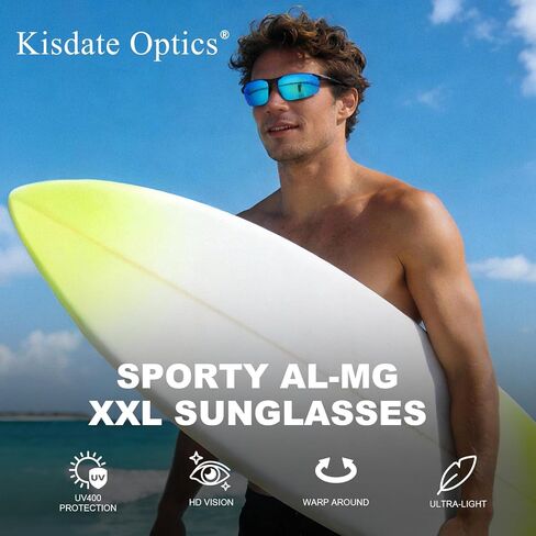 Sporty Semi-rimless XXL Polarized Sunglasses Men, Scratch/Seawater Proof/Oleophobic Lens, Rugged Al-Mg Temple in Saudi Arabia