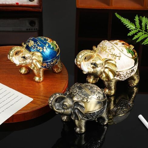 Windproof ashtray indoor and outdoor ashtrays in the living room Metal Elephant Ashtray Vintage Practical Decoration Ash trays for Cigarettes Great Gift for Men Women-Bronze (copper elephant) in Saudi Arabia
