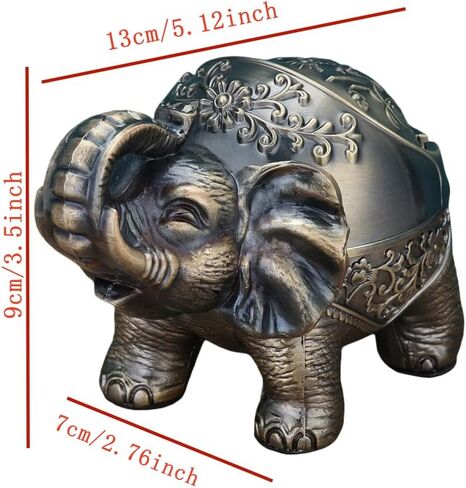 Windproof ashtray indoor and outdoor ashtrays in the living room Metal Elephant Ashtray Vintage Practical Decoration Ash trays for Cigarettes Great Gift for Men Women-Bronze (copper elephant) in Saudi Arabia