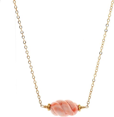 LTC Designs 14k Gold-Plated Sterling Silver Cable Chain Necklace made with a Natural Twisted Coral Centerpiece, 18" in Saudi Arabia