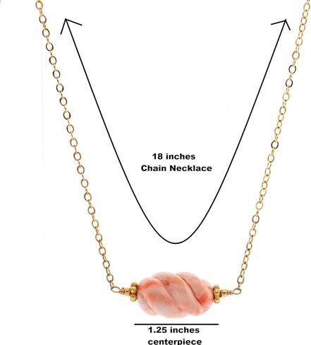 LTC Designs 14k Gold-Plated Sterling Silver Cable Chain Necklace made with a Natural Twisted Coral Centerpiece, 18" in Saudi Arabia